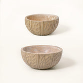Natural Masala Wooden Nut Bowl- Large And Small - ellementry